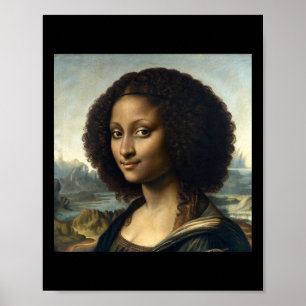 Poster Mona Lisa Preta Mês da História Afro-Americana Afr