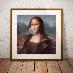 Pôster Mona Lisa soprando chiclete cinza