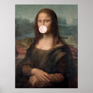 Poster Mona Lisa soprando chiclete rosa