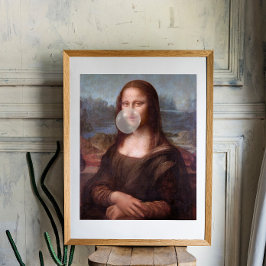 Poster Mona Lisa soprando uma pastilha elástica de cinza