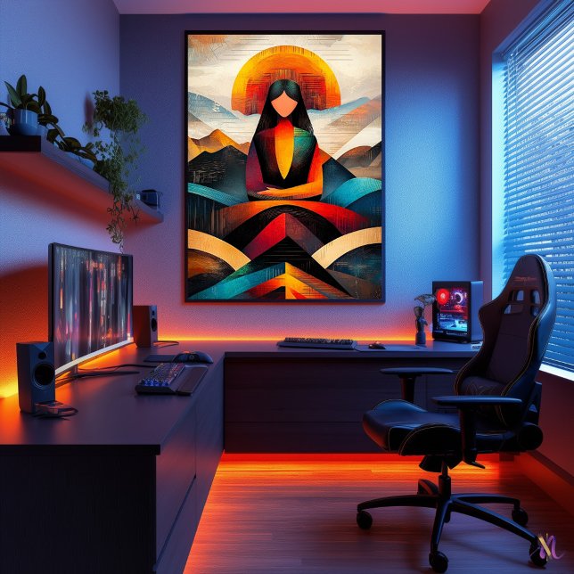 Poster Mona Lisa - Visão Minimalista Cubista (Criador carregado)