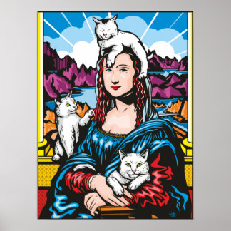 Poster Mona Lisa With Her Cats