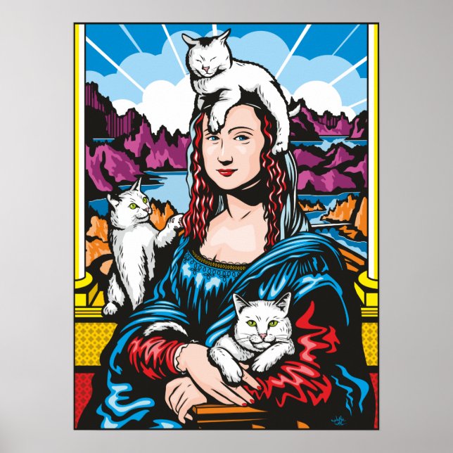 Poster Mona Lisa With Her Cats (Frente)