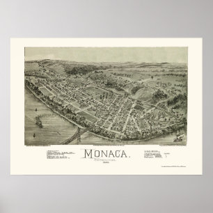 Pôster Monaca, mapa panorâmico do PA - 1900
