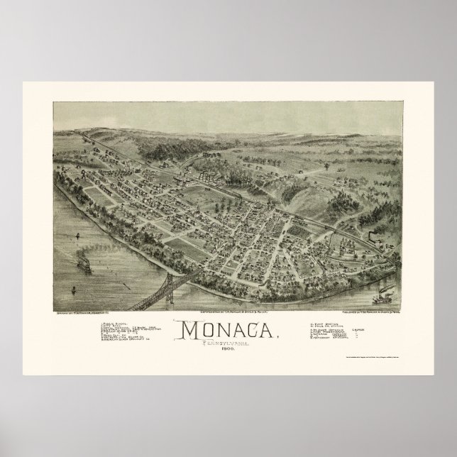 Pôster Monaca, PA Panorâmica - 1900 (Frente)