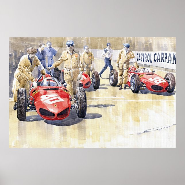 Poster Mônaco GP 1961 Ferrari 156 Sharknose (Frente)