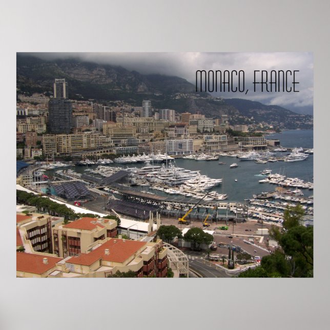Poster Mônaco Harbour e Yachts de luxo Riviera Francesa (Frente)