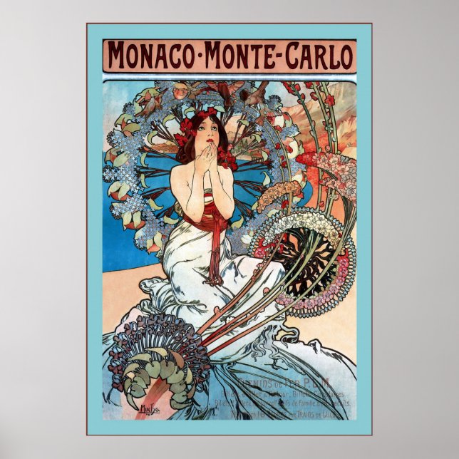Pôster Mônaco ~ Monte Carlo ~ Alphonse Mucha (Frente)
