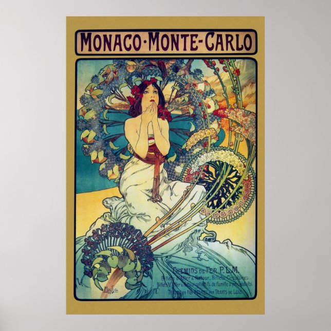 Poster Mônaco Monte-Carlo (Dourado) (Frente)