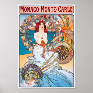 Poster Mônaco, Monte Carlo, Mucha