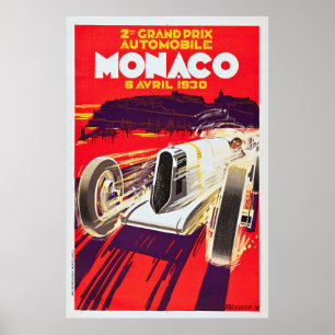 Poster Monaco Prix grande 1930 - vintage que compete o