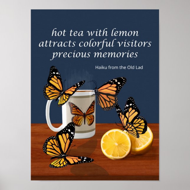 Poster Monarca Butterflies & Tea Haiku (Frente)
