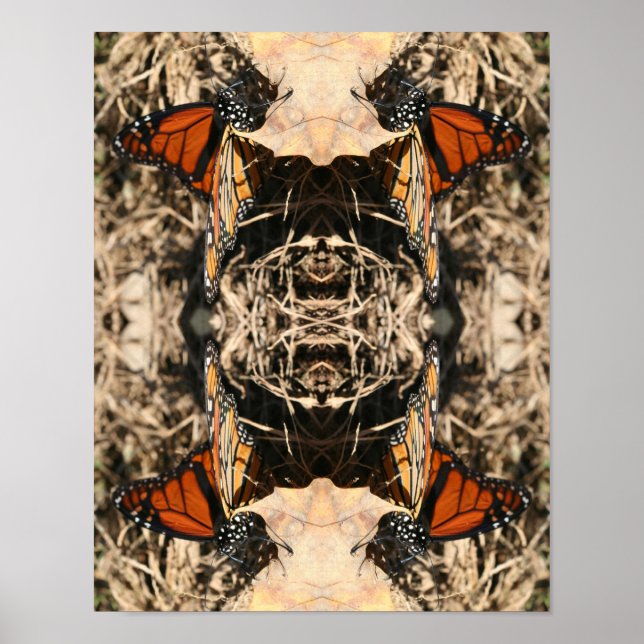 Poster Monarch Butterfly Possuindo Abstrato natural (Frente)
