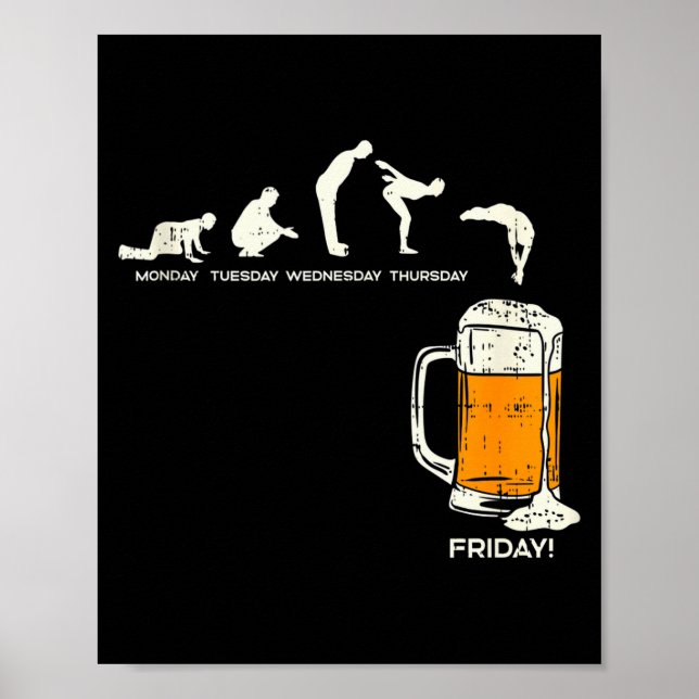 Poster Monday To Friday Beer Funny Work Week Drinking Tea (Frente)