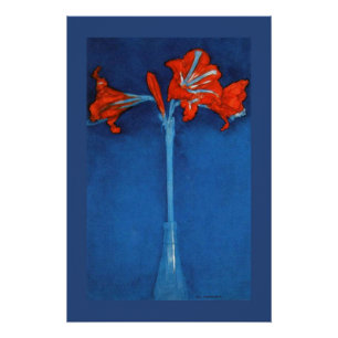 Pôster Mondrian - Amaryllis no fundo azul.