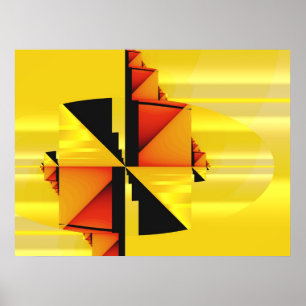 Poster Mondrian Modern Abstrato Fractal Art