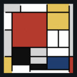 Poster Mondrian Painting Red Plane Yellow Black Cinza Blu<br><div class="desc">Composição com Plano Vermelho Grande, Amarelo, Preto, Cinza e Mondrian Piet Azul começou a criar as pinturas definitivas de abstrato no 1920 pelo qual ele é mais conhecido. Ele manteve sua paleta limitada ao branco, preto e cinza além das três cores primárias, vermelho, amarelo e azul. Suas composições construídas a...</div>