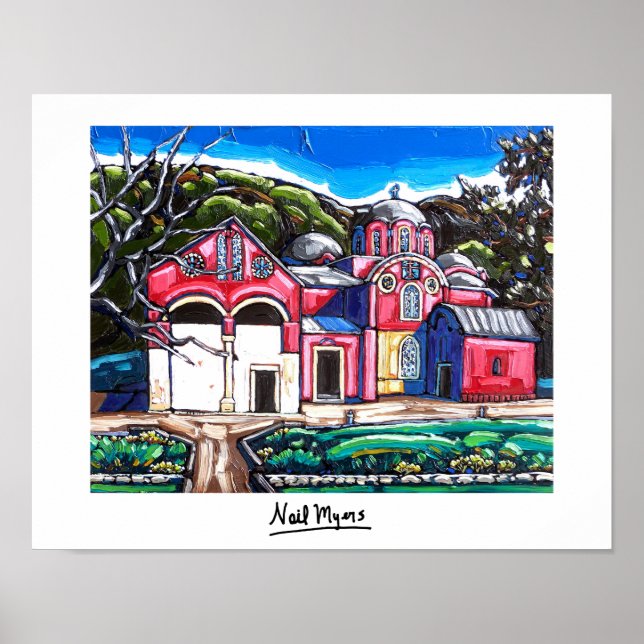 Poster Monestário Sérvio em Pec, Kosovo (Frente)