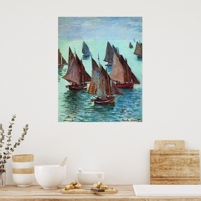 Poster Monet - Barcos De Pesca, Mar Calmo, (Cozinha)