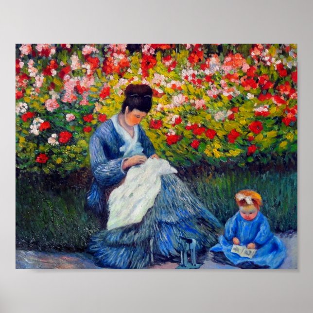 Poster Monet Camille e Criança no Jardim Artista (Frente)