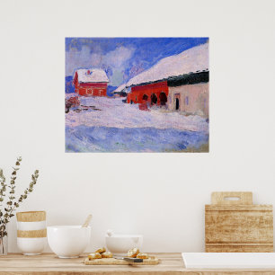 Poster Monet - Casas Vermelhas em Bjornegaard