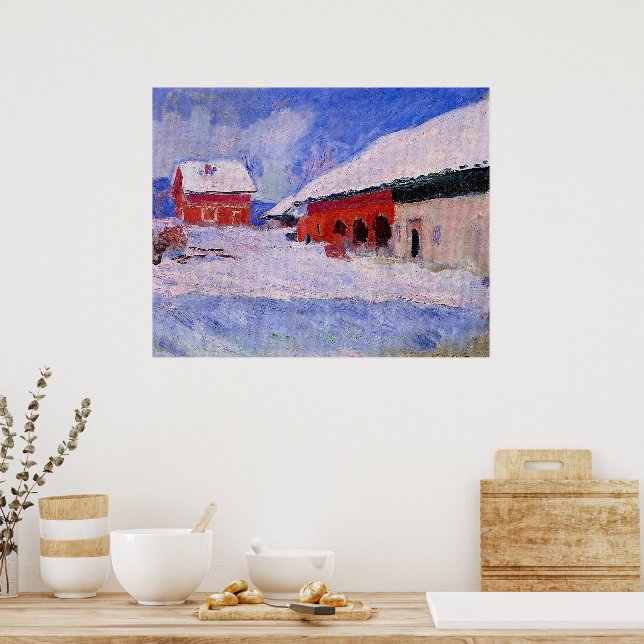 Poster Monet - Casas Vermelhas em Bjornegaard (Cozinha)