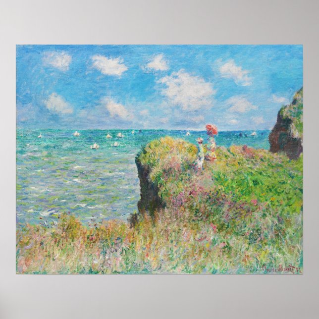 Pôster Monet Cliff Walk em Pourville (Frente)