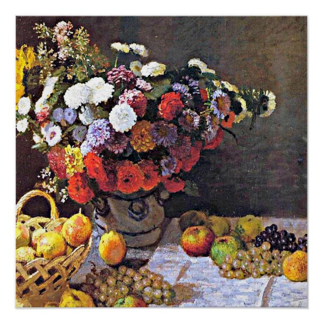Pôster Monet - Flores e Frutas (Frente)
