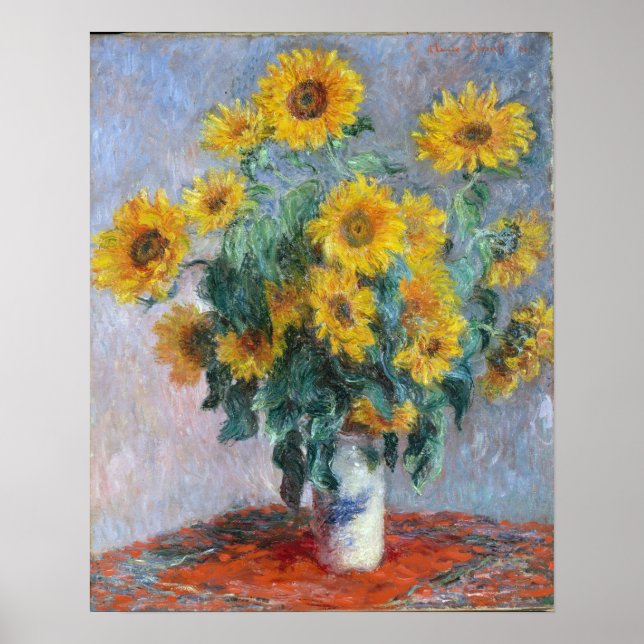 Poster Monet France Buquê Sunflower Impressionista Peop (Frente)