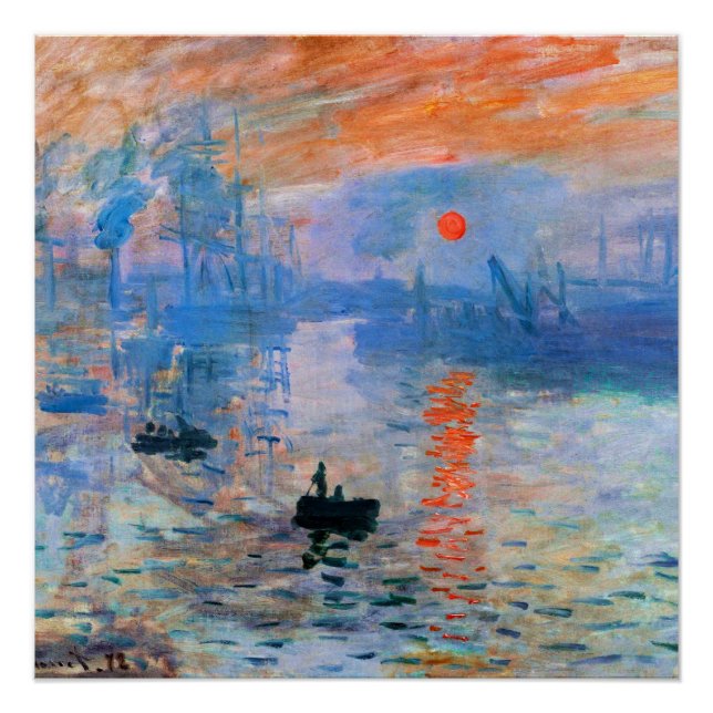 Pôster Monet - Impressão, Assalto do Sol, (Frente)