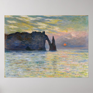 Poster Monet - Manneport, Cliff em Etretat, Sunset