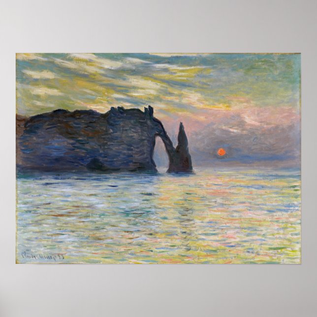Poster Monet - Manneport, Cliff em Etretat, Sunset (Frente)