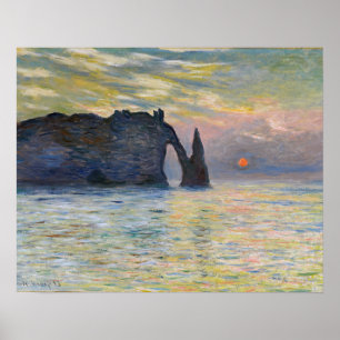 Poster Monet - Manneport, Cliff em Etretat, Sunset