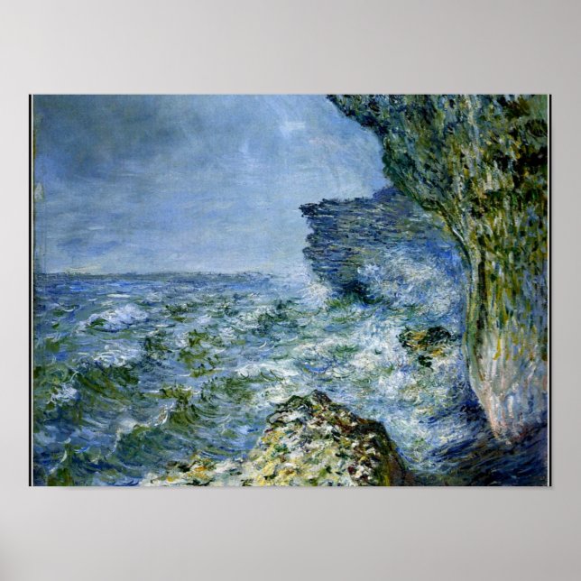 Poster Monet - O Mar na Fecamp, Impressionismo trabalho d (Frente)