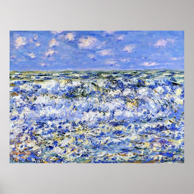Poster Monet - Ondas quebrando, famosa trabalho de arte (Frente)
