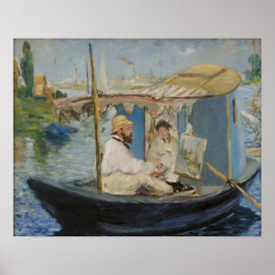 Poster Monet Painting no Studio Boat do Manet