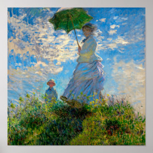 Pôster Monet Parasol Woman Painting Trabalho de arte