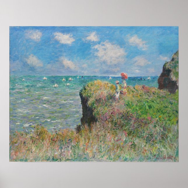 Poster Monet - Passeio na Falésia em Pourville (Frente)