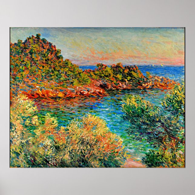 Poster Monet - perto de Monte Carlo, famosa pintura, (Frente)