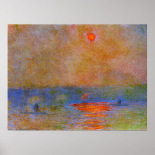 Poster Monet - Ponte Waterloo, Luz do Sol no Nevoeiro
