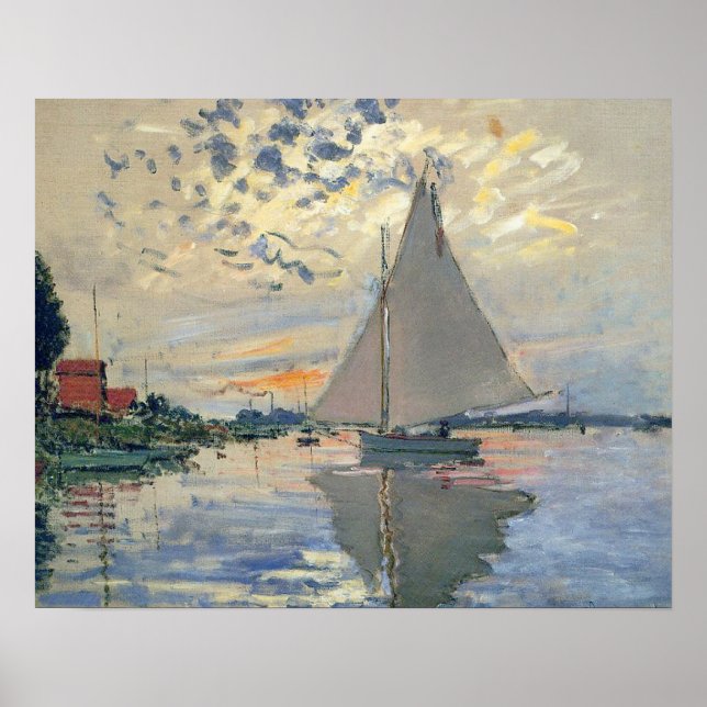 Pôster Monet Sailboat French Impressionism Classic Art (Frente)