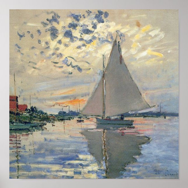 Pôster Monet Sailboat French Impressionism Classic Art (Frente)