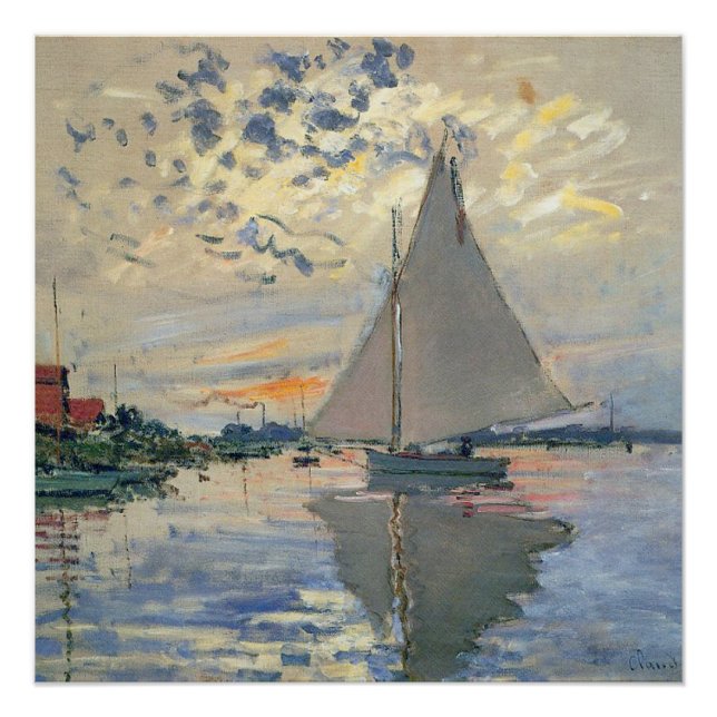 Pôster Monet Sailboat French Impressionism Classic Art (Frente)