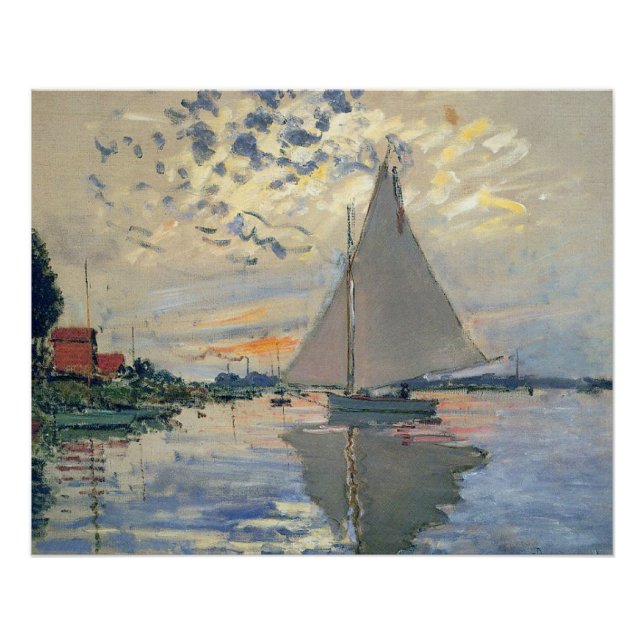 Pôster Monet Sailboat French Impressionism Classic Art (Frente)