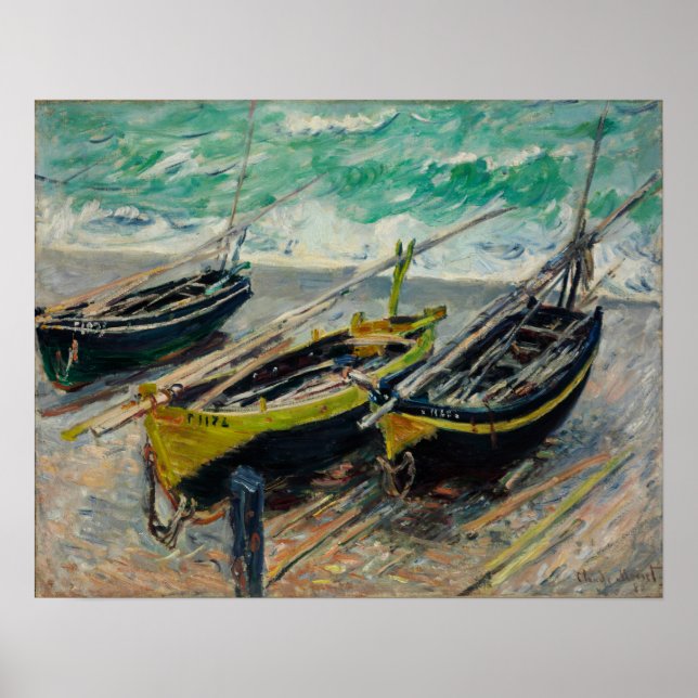 Poster Monet - Três Barcos de Pesca (Frente)