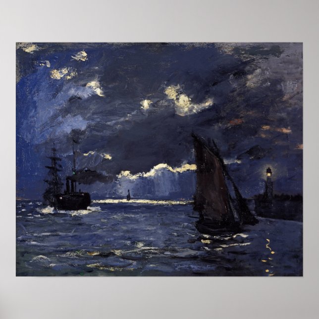 Poster Monet - Uma Paisagem Marítima Enviada pelo Luar (Frente)