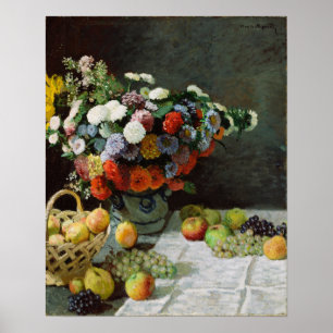 Poster Monet - Vida tranquila com flores e Frutas