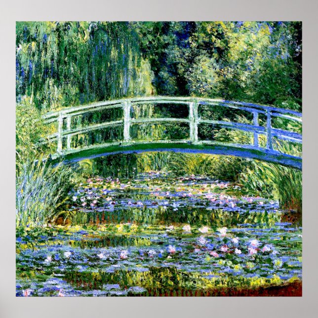 Pôster Monet - Water Lily Pond & Japan Bridge (Frente)