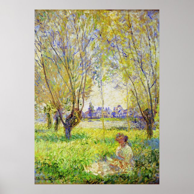 Poster Monet Woman Sentada Sob A Bela Arte Selvagem (Frente)