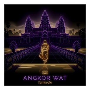 Pôster Monge budista de Angkor Wat - Camboja